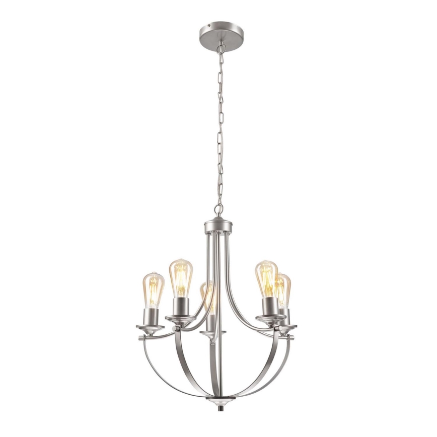 Żyrandol na łańcuchu GINA 5xE27/60W/230V matowy chrom