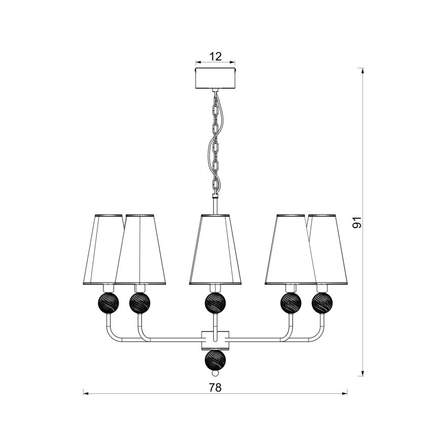 Żyrandol na łańcuchu GRENADA 6xE14/15W/230V szary
