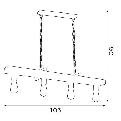 Żyrandol na łańcuchu HARD 4xE27/60W/230V