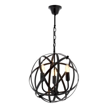 Żyrandol na łańcuchu IRONBALL 3xE27/40W/230V czarny