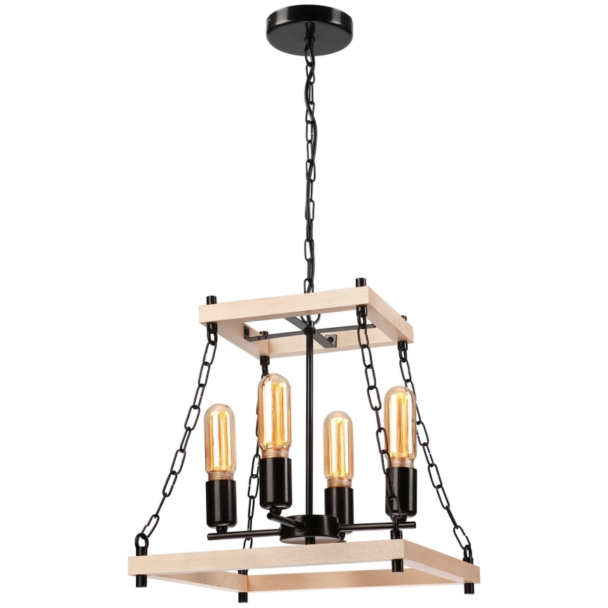 Żyrandol na łańcuchu JASPER 4xE27/60W/230V buk/beżowe