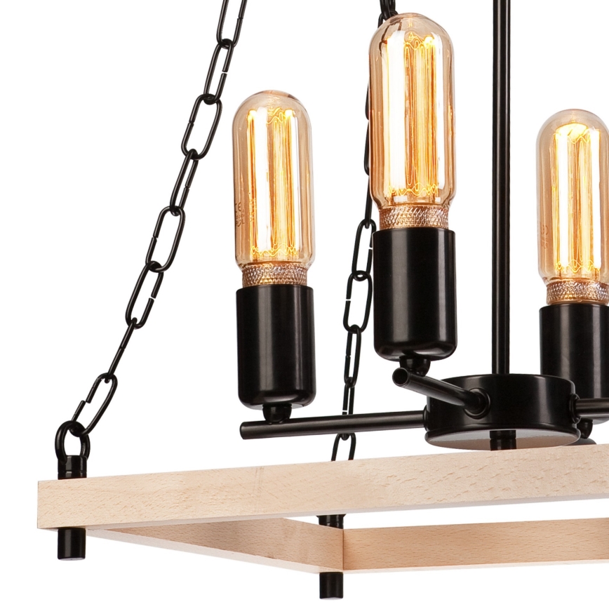 Żyrandol na łańcuchu JASPER 4xE27/60W/230V buk/beżowe
