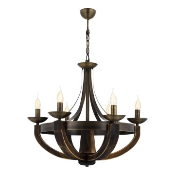 Żyrandol na łańcuchu KOBE 6xE14/40W/230V brązowy