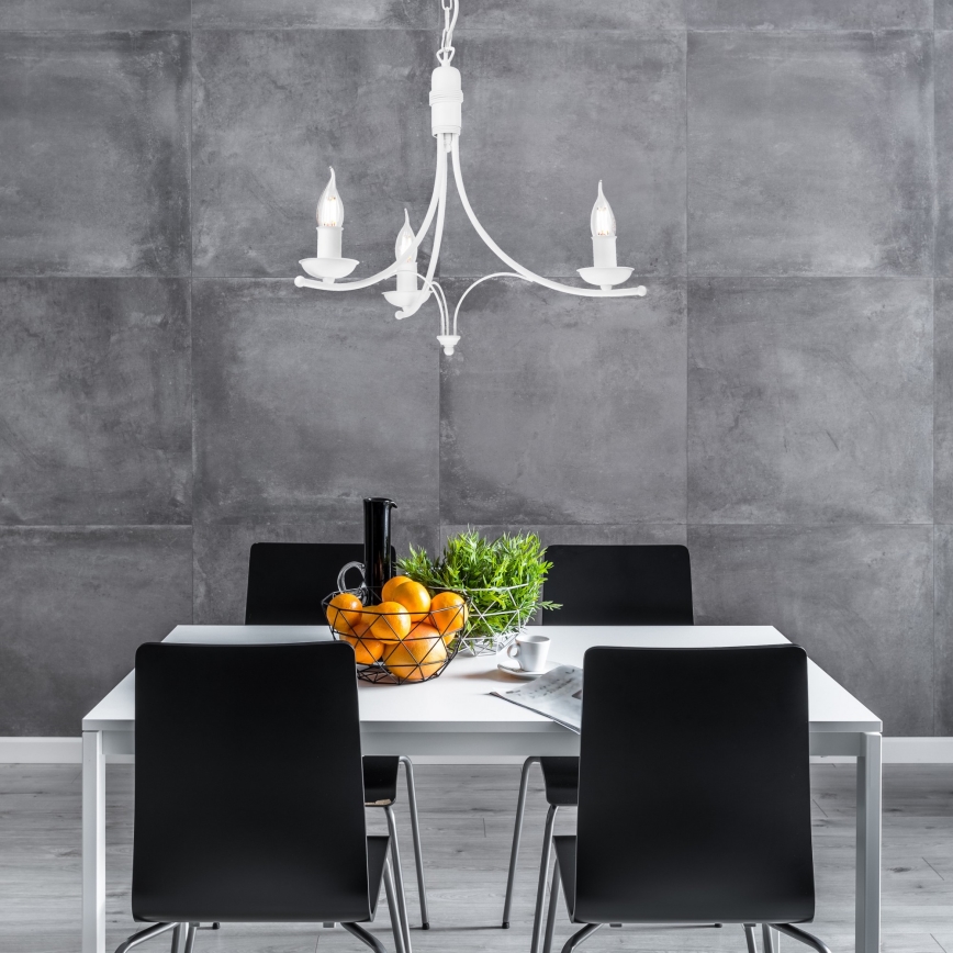 Żyrandol na łańcuchu LUCY 3xE14/60W/230V biały