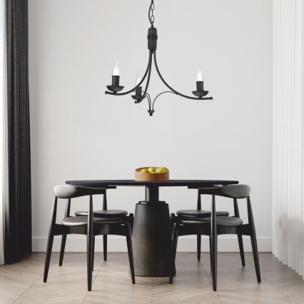 Żyrandol na łańcuchu LUCY 3xE14/60W/230V czarny