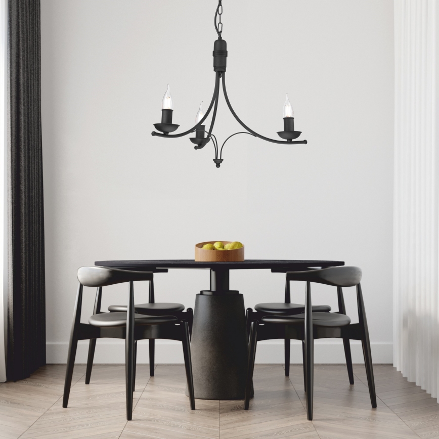 Żyrandol na łańcuchu LUCY 3xE14/60W/230V czarny