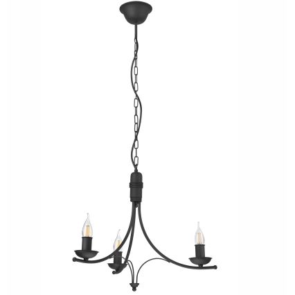 Żyrandol na łańcuchu LUCY 3xE14/60W/230V czarny