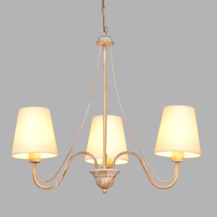Żyrandol na łańcuchu MALBO 3xE27/15W/230V beżowe