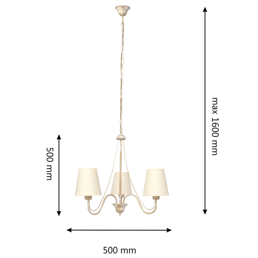 Żyrandol na łańcuchu MALBO 3xE27/15W/230V beżowe