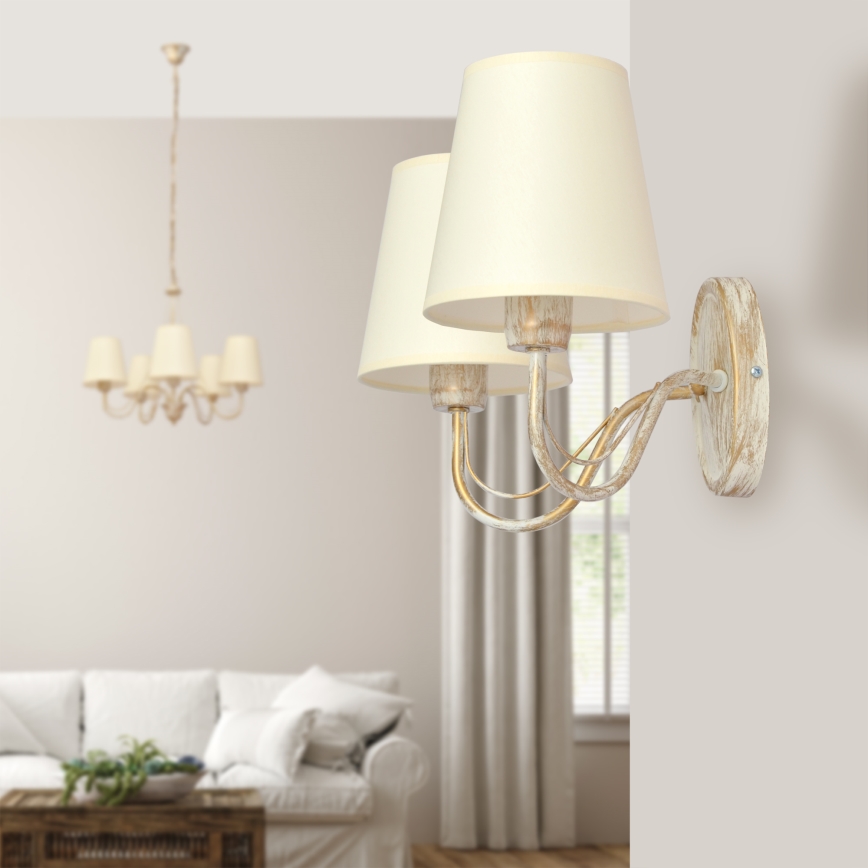 Żyrandol na łańcuchu MALBO 5xE27/15W/230V beżowe