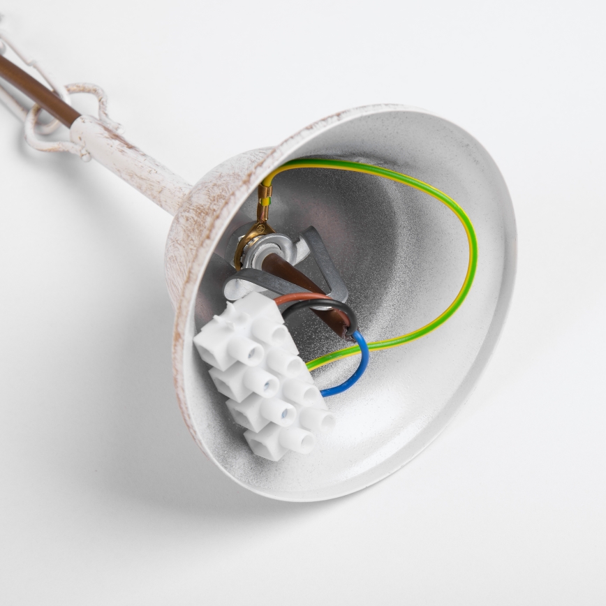 Żyrandol na łańcuchu MALBO 8xE14/10W/230V biały/złoty/patyna