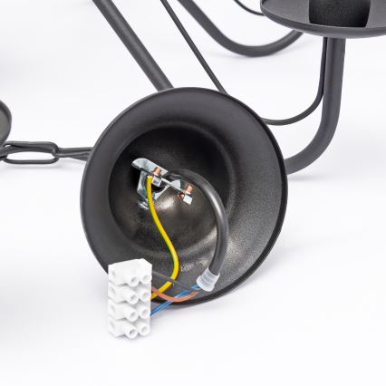 Żyrandol na łańcuchu MALBO 8xE14/10W/230V czarny