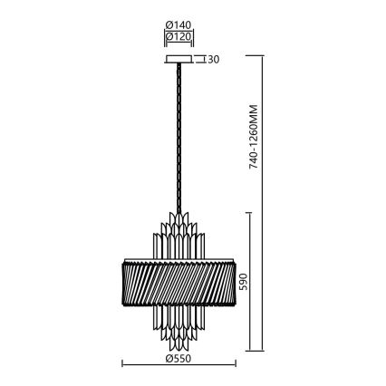 Żyrandol na łańcuchu MARGOT 9xE14/40W/230V matowy chrom