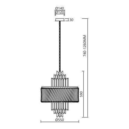 Żyrandol na łańcuchu MARGOT 9xE14/40W/230V śr. 55 cm złoty