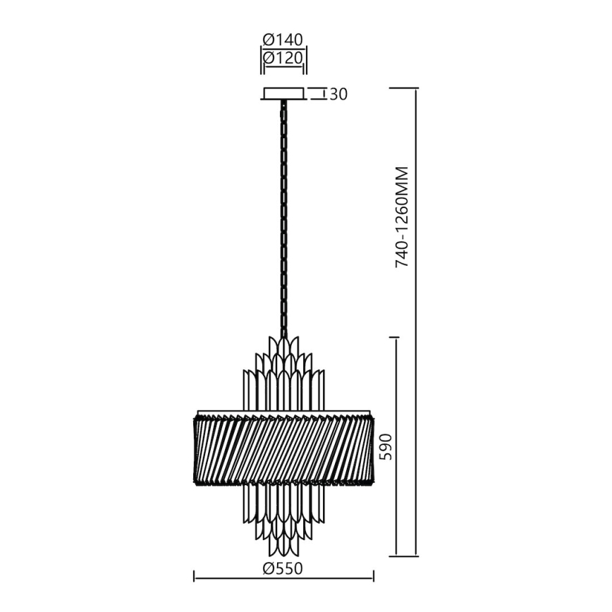 Żyrandol na łańcuchu MARGOT 9xE14/40W/230V śr. 55 cm złoty