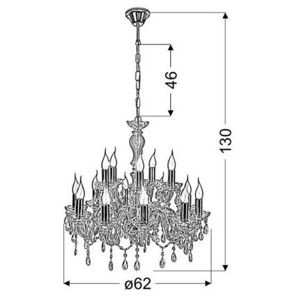 Żyrandol na łańcuchu MARIA TERESA 15xE14/40W/230V
