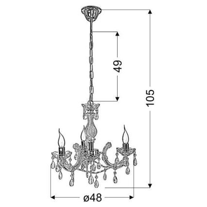 Żyrandol na łańcuchu MARIA TERESA 3xE14/40W/230V