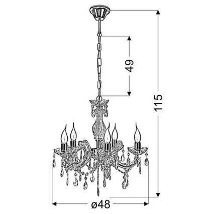 Żyrandol na łańcuchu MARIA TERESA 5xE14/40W/230V