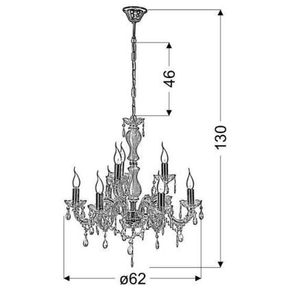 Żyrandol na łańcuchu MARIA TERESA 8xE14/40W/230V
