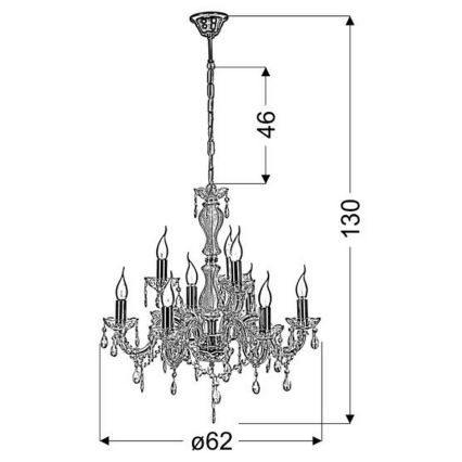 Żyrandol na łańcuchu MARIA TERESA 9xE14/40W/230V