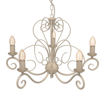 Żyrandol na łańcuchu MAURO 5xE14/15W/230V, beżowy
