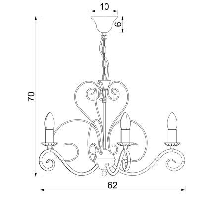 Żyrandol na łańcuchu MAURO 5xE14/15W/230V, beżowy