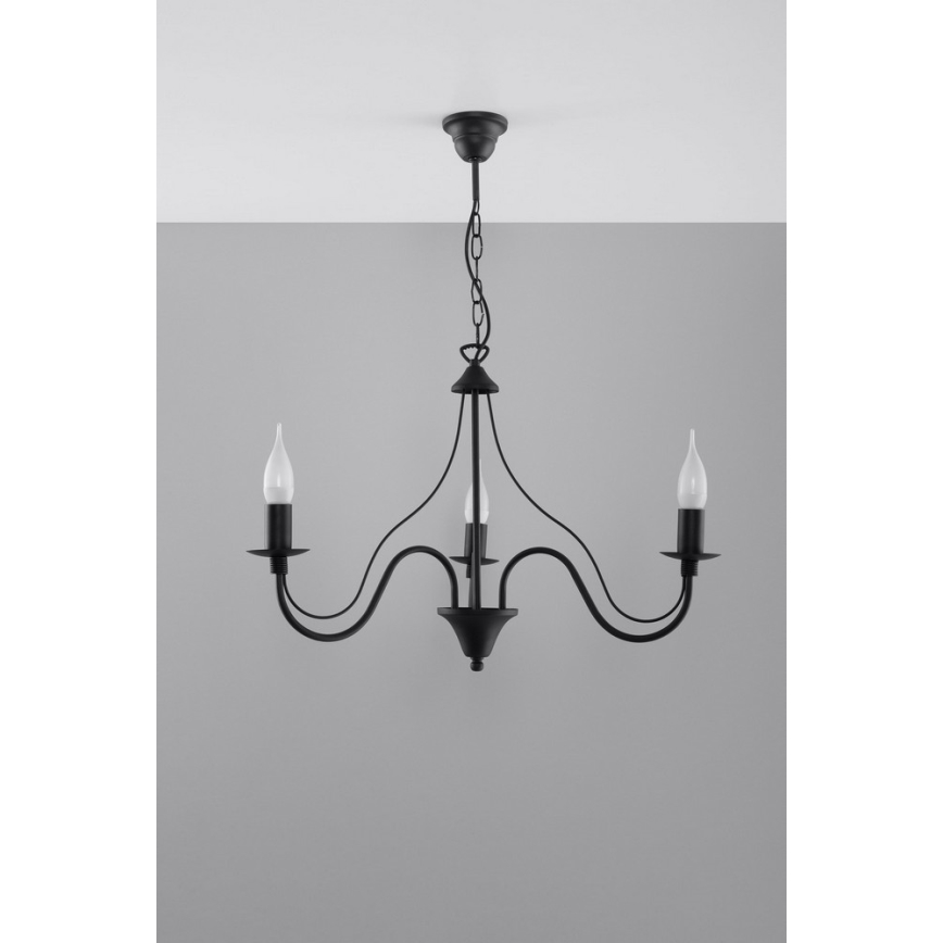 Żyrandol na łańcuchu MINERWA 3 3xE14/40W/230V czarny