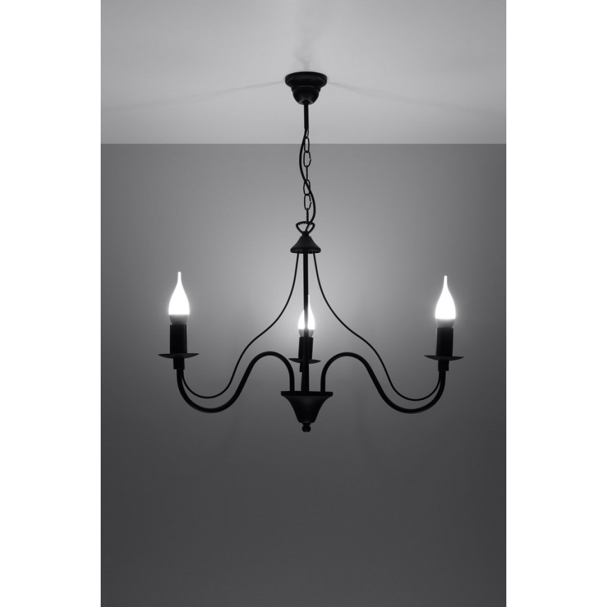 Żyrandol na łańcuchu MINERWA 3 3xE14/40W/230V czarny