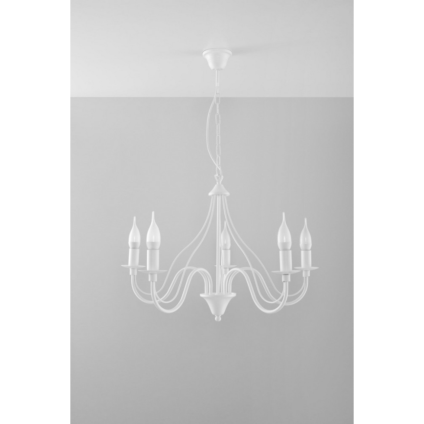 Żyrandol na łańcuchu MINERWA 5 5xE14/40W/230V biały