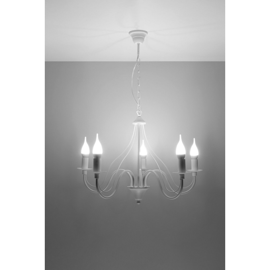 Żyrandol na łańcuchu MINERWA 5 5xE14/40W/230V biały