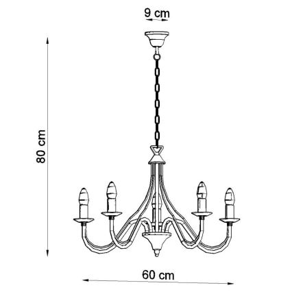 Żyrandol na łańcuchu MINERWA 5 5xE14/40W/230V czarny