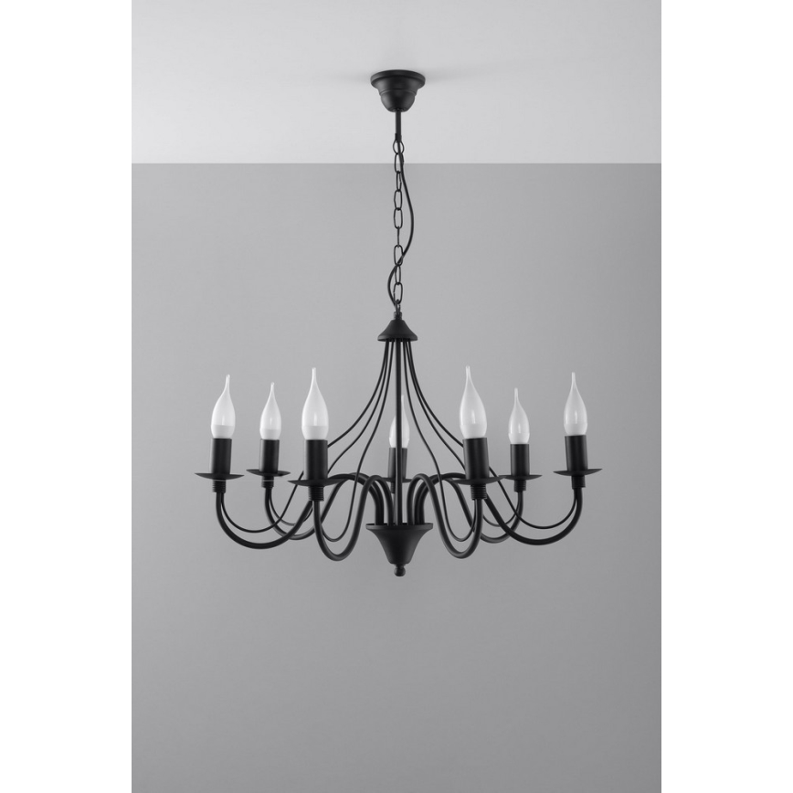 Żyrandol na łańcuchu MINERWA 7 7xE14/40W/230V czarny