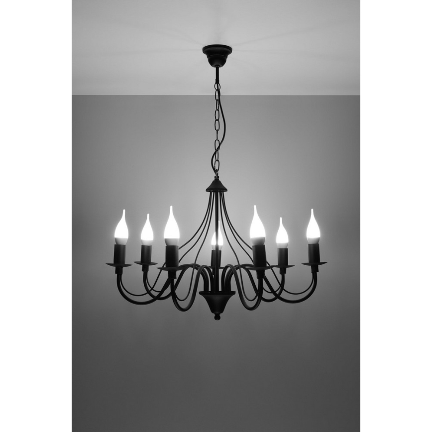 Żyrandol na łańcuchu MINERWA 7 7xE14/40W/230V czarny