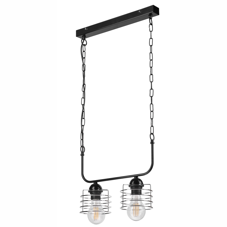 Żyrandol na łańcuchu MORGAN 2xE27/60W/230V czarny/chrom