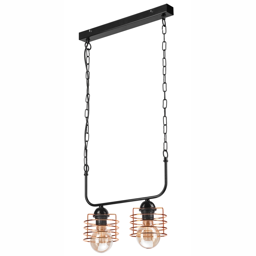 Żyrandol na łańcuchu MORGAN 2xE27/60W/230V czarny/miedziany