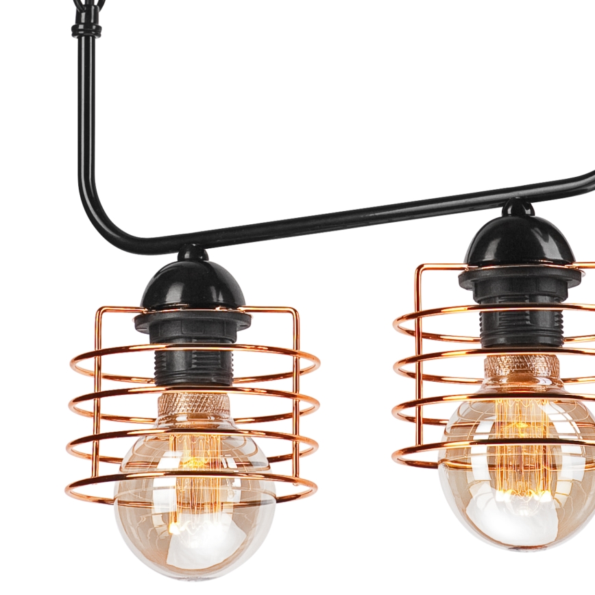 Żyrandol na łańcuchu MORGAN 2xE27/60W/230V czarny/miedziany