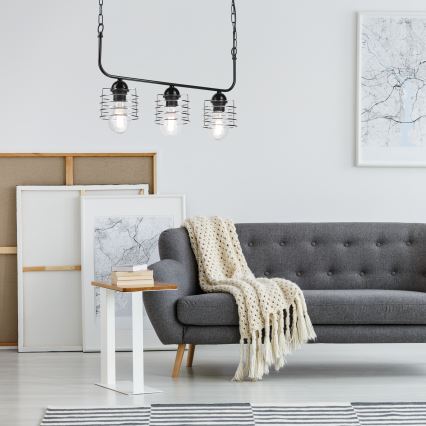 Żyrandol na łańcuchu MORGAN 3xE27/60W/230V czarny/chrom