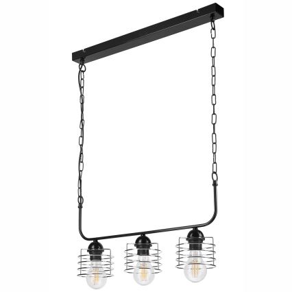 Żyrandol na łańcuchu MORGAN 3xE27/60W/230V czarny/chrom