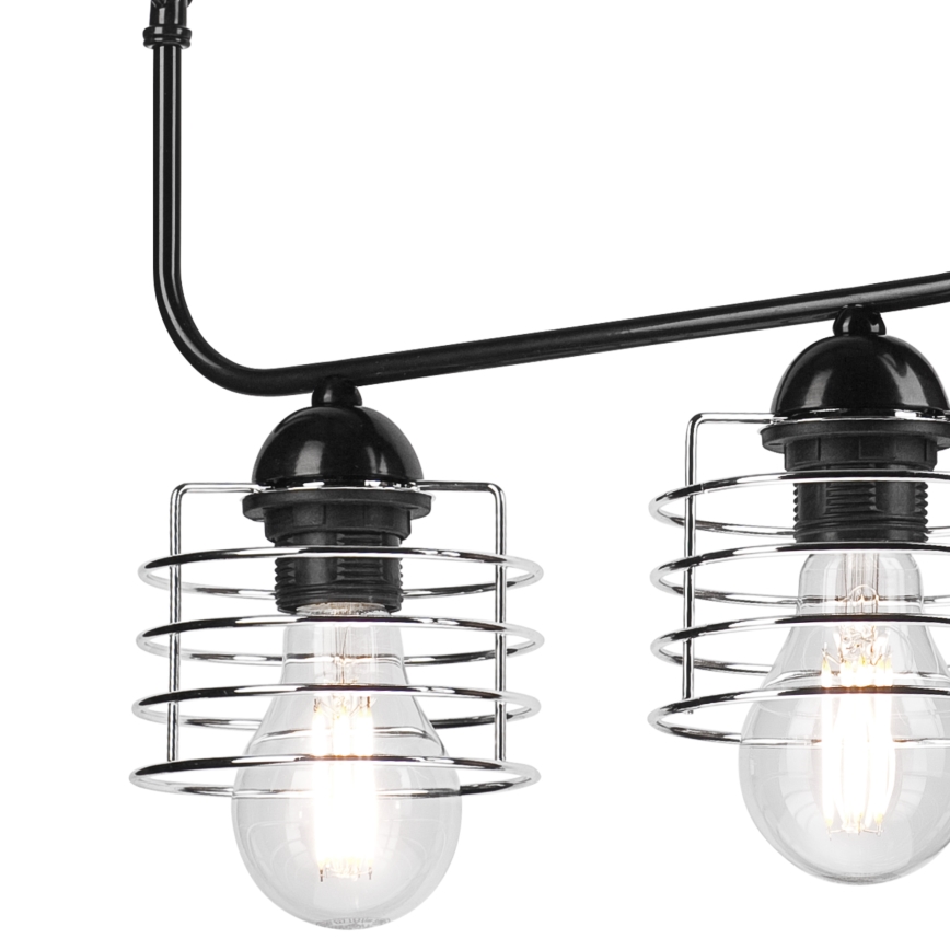 Żyrandol na łańcuchu MORGAN 3xE27/60W/230V czarny/chrom