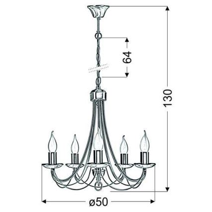 Żyrandol na łańcuchu MUZA 5xE14/40W/230V