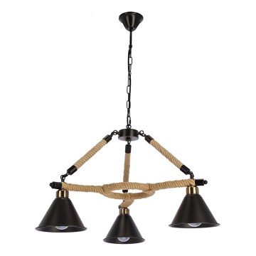 Žyrandol na łańcuchu NEGRU 3xE27/40W/230V czarny/brązowy