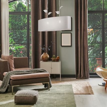 Żyrandol na łańcuchu NOEMI 2xE27/60W/230V srebrny/biały z patyną