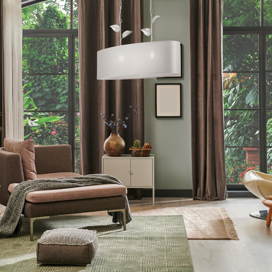 Żyrandol na łańcuchu NOEMI 2xE27/60W/230V srebrny/biały z patyną