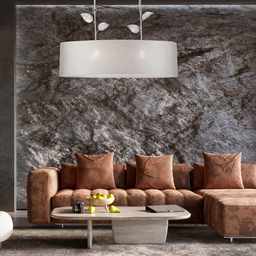 Żyrandol na łańcuchu NOEMI 2xE27/60W/230V srebrny/biały z patyną