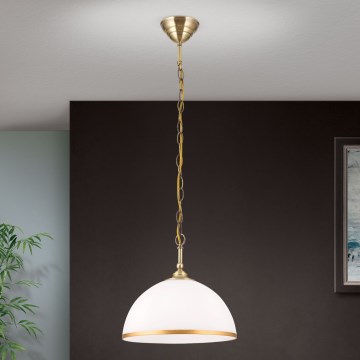 Żyrandol na łańcuchu OLD LAMP 1xE27/40W/230V śr. 30 cm biały/mosiądz