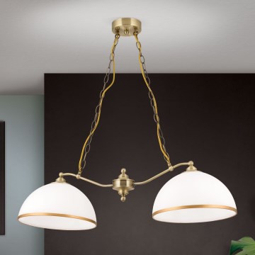 Żyrandol na łańcuchu OLD LAMP 2xE27/40W/230V biały/mosiądz