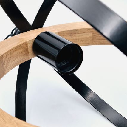 Żyrandol na łańcuchu ONDA 1xE27/15W/230V czarny/dąb