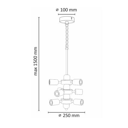 Żyrandol na łańcuchu OREBRO 9xE27/10W/230V