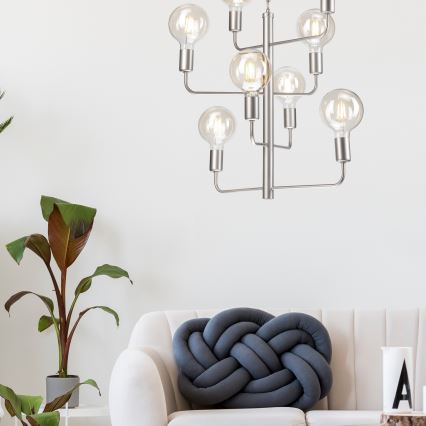 Żyrandol na łańcuchu ORLANDO 8xE27/60W/230V srebrny