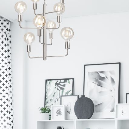Żyrandol na łańcuchu ORLANDO 8xE27/60W/230V srebrny